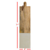 Wooden cutting board with dimensions on a white background