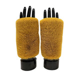 Fingerless faux fur mitten / glove with suede grip