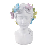 Planter - White Polyresin Lady with Butterflies, 7 in.