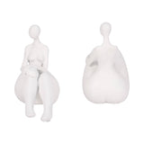 Resin Abstract Sitting Ladies Bookends Set - White, 6 in.