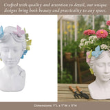 Planter - White Polyresin Lady with Butterflies, 7 in.