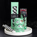 Set of 3 Black Candy Cane Stripe Creepmas Taper Candles