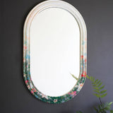 FLORAL PAINTED OVAL FRAMED MIRROR 23" x 1" x 36"t