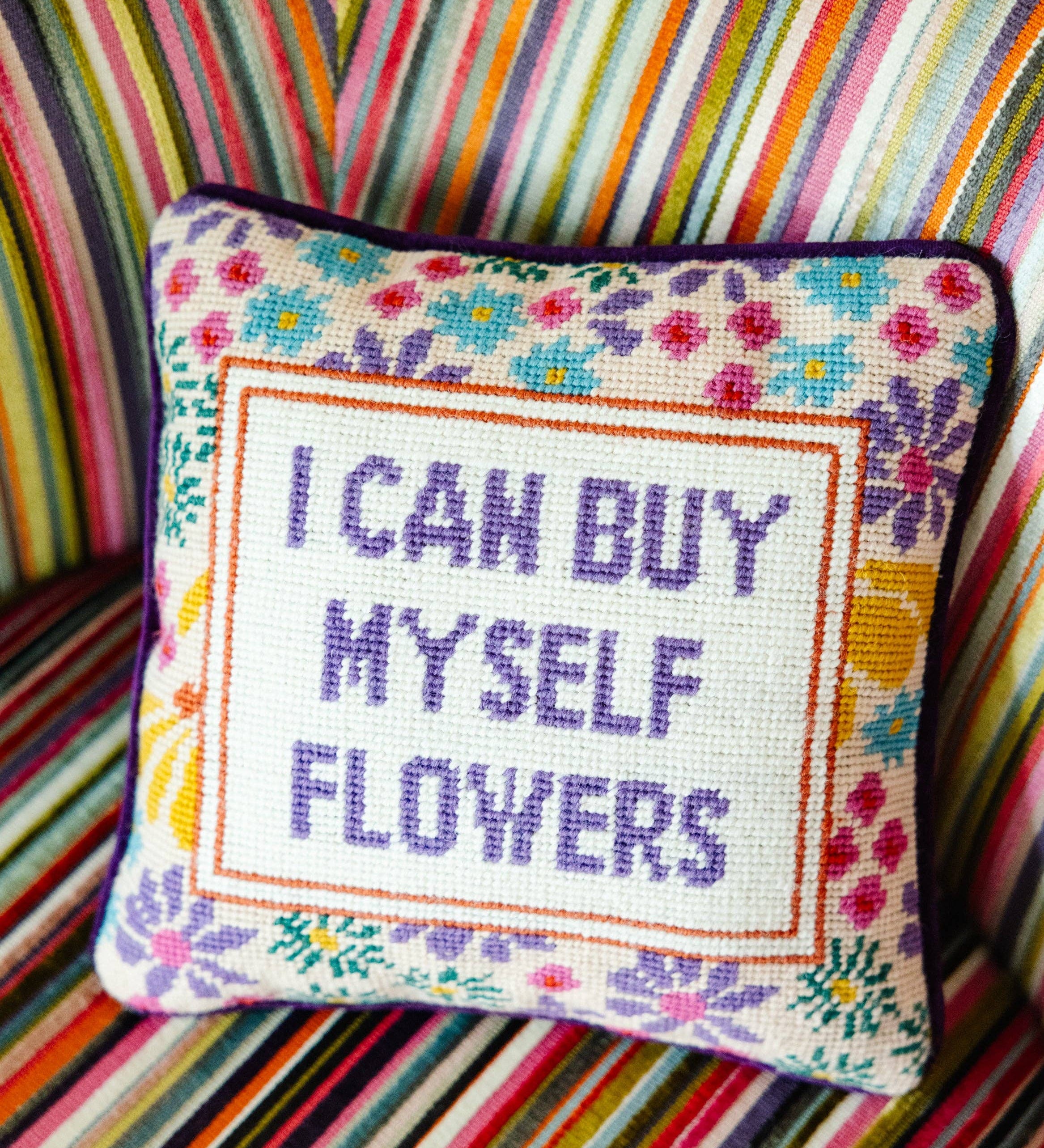 Flowers Needlepoint Pillow