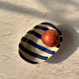 Ceramic stripe  Bowl, Blue 7x5x2 Inches