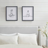 Feminine Figure Sketch Wall Decor Framed Art 2-PIece Set