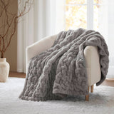Soft Ruched 50x60" Throw Blanket, Grey