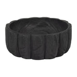 Black 9 in. Wood Round Solid Scalloped Bowl