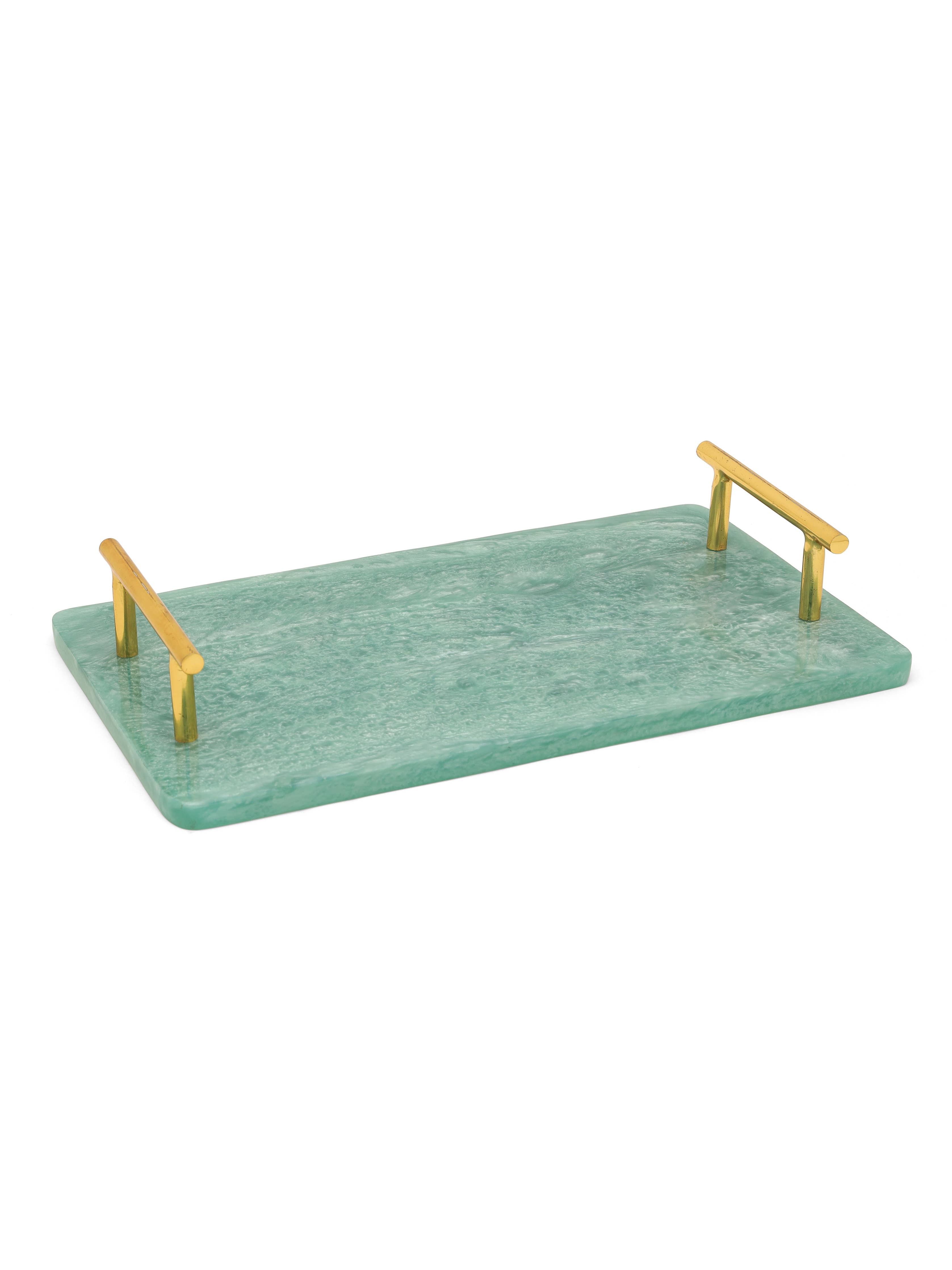 Blue Resin Serving Board with Handles