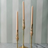 Floral Inlaid Tapered Candles - Set of 3