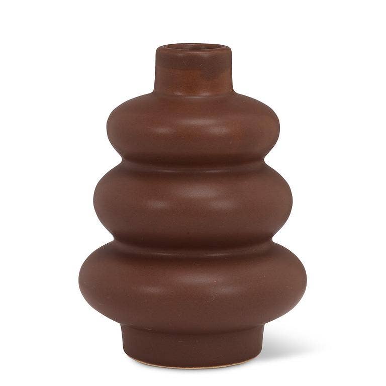 Small Trio Stack Bud Vase-Dark Brown-4.5"H