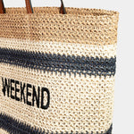 Hello Weekend Straw Braided Tote Bag