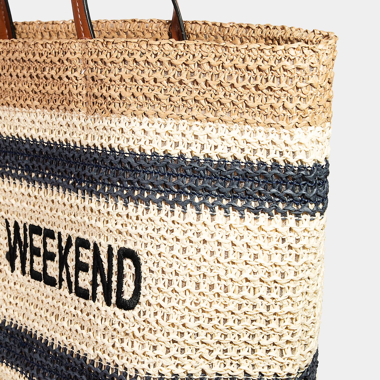 Hello Weekend Straw Braided Tote Bag
