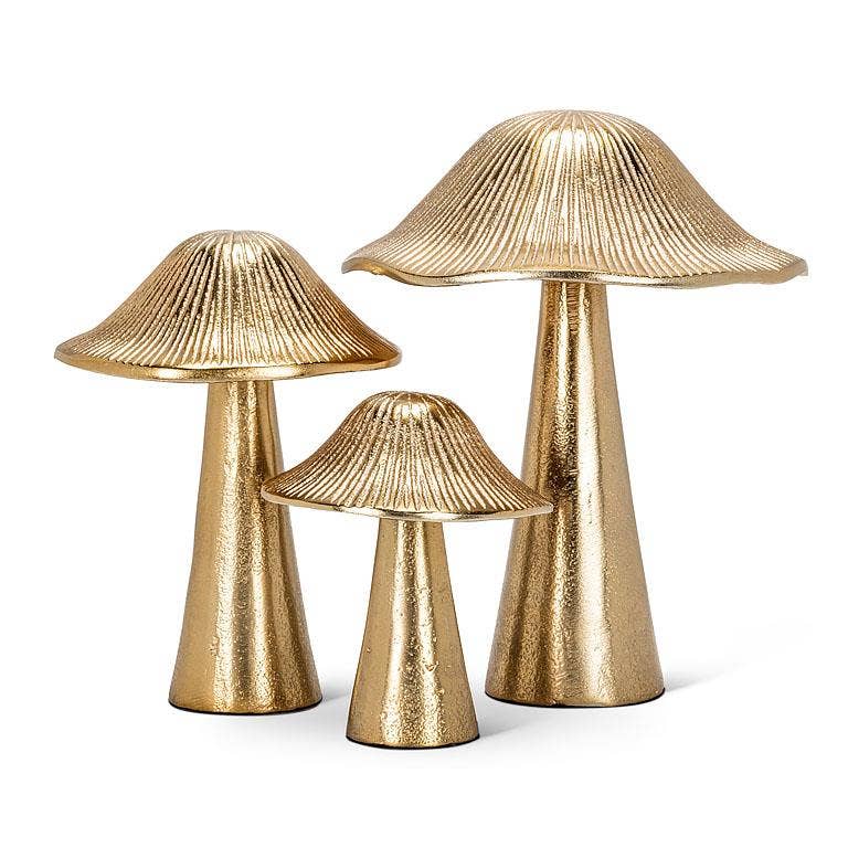 Small Ribbed Mushroom - Gold - 4"H