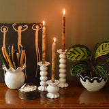 Signature White Medium Ruffle Knobbed Candle Holder