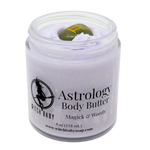Jar of Astrology Body Butter with visible branding on a white background