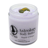Jar of Astrology Body Butter with visible branding on a white background