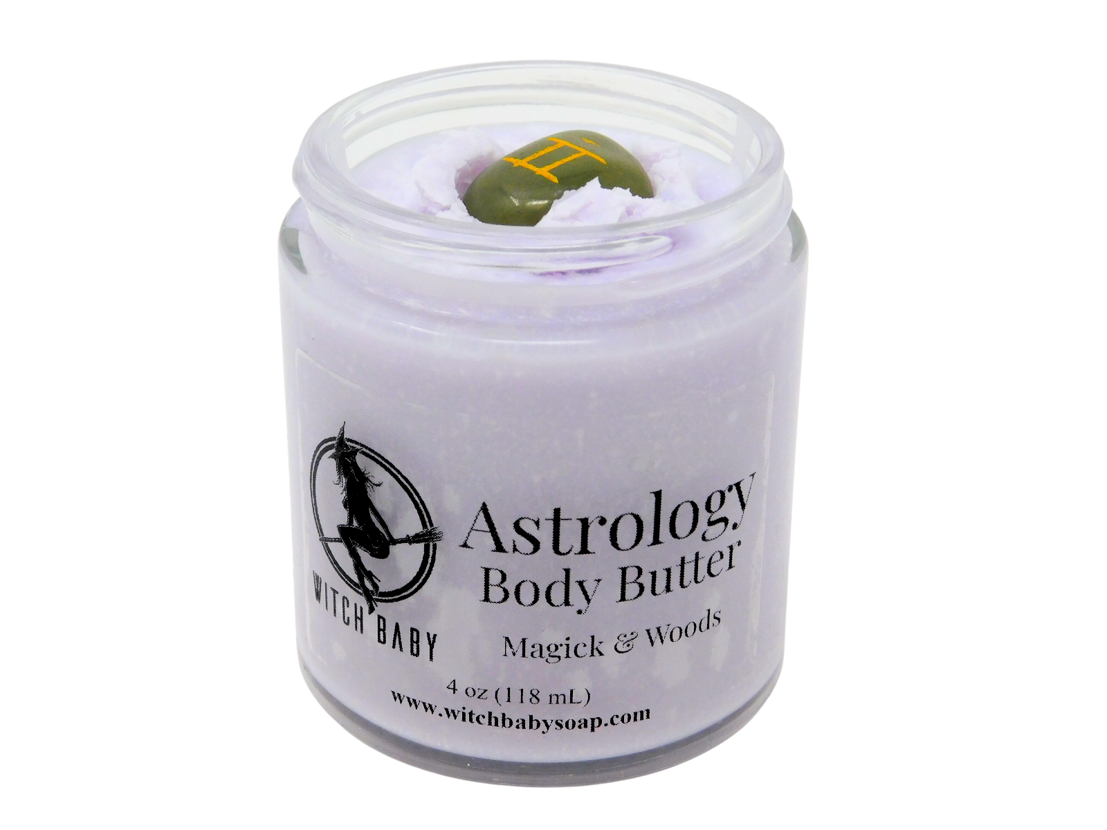 Jar of Astrology Body Butter with visible branding on a white background