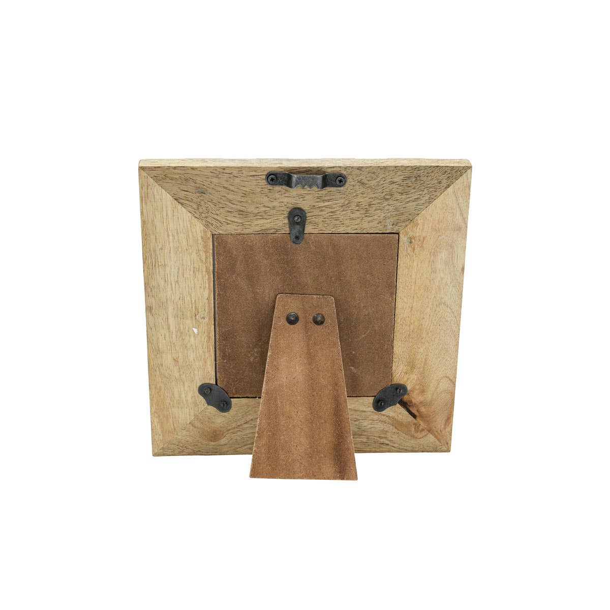 Wooden picture frame with a brown mat on a white background