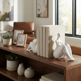 Resin Abstract Sitting Ladies Bookends Set - White, 6 in.