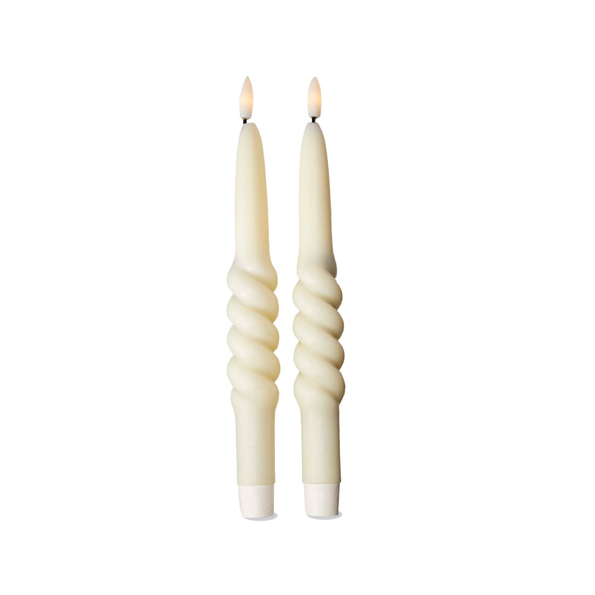 Ivory Twist LED Taper Candles Set of 2