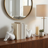 Resin Abstract Sitting Ladies Bookends Set - White, 6 in.