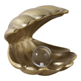Decorative Figurine - Gold Metal Clam Acrylic Pearl, 5 in.