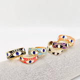 Enamel Gold-Plated Evil Eye Ring