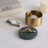 Decorative Box - Gold Metal Round Snake Handle, 5 in.