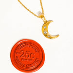 Atlas 18K Gold Non-Tarnish Half Moon CZ Necklace