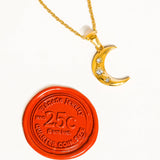 Atlas 18K Gold Non-Tarnish Half Moon CZ Necklace