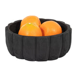 Black 9 in. Wood Round Solid Scalloped Bowl