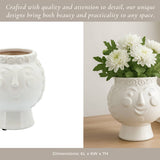Decorative Planter - White Ceramic Grandma Face, 6 in.