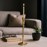 Taper Candle Holder - Gold Metal Forged, 11 in.