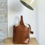 Elle - Minimalism Style Genuine Leather Bucket Shape Bag
