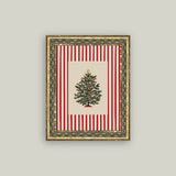 Peppermint Stripe Tree Framed Antique Art