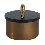Decorative Box - Gold Metal Round Snake Handle, 5 in.