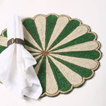 Green Floral Beaded Placemat